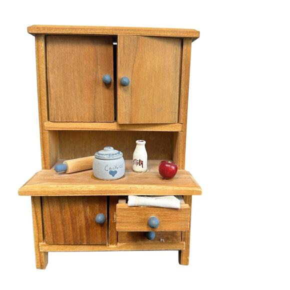 Vintage Dollhouse Miniature Furniture Lot Kitchen Hutch And Baby Changing Table - Picture 6 of 15